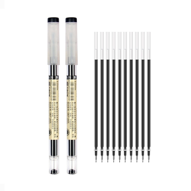 11Pcs/Lote 0.35mm Caneta Em Gel De Organização Ultra Fina Preto/Azul/Vermelho Refiles De Tinta Varetas Gelpen Para Exame Escolar Suprimentos Papelaria