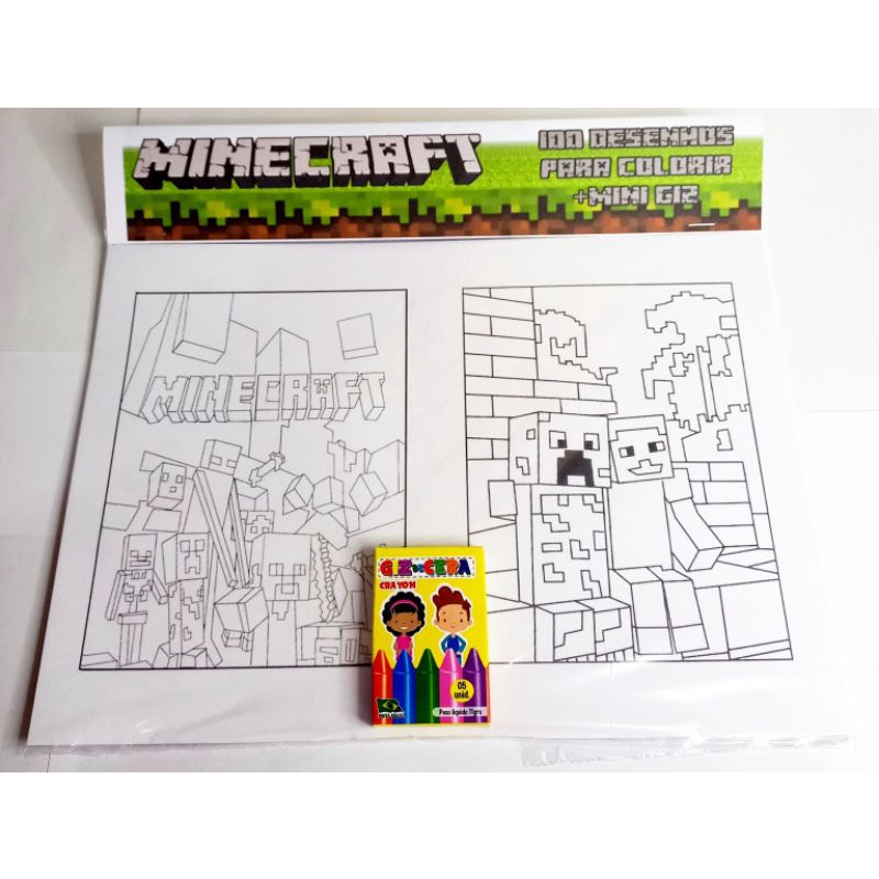 Desenhos de colorir-(3 giz de cera)Minecraft
