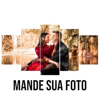 Quadro decorativo mosaico 5 peças personalizado sua imagem aqui sua foto