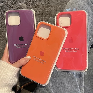 Capa De Silicone Líquido Laranja Quadrada Para IPhone 14 12 13 11 Pro X XS Max Traseira Macia À Prova De Queda XR 7/8 14Plus