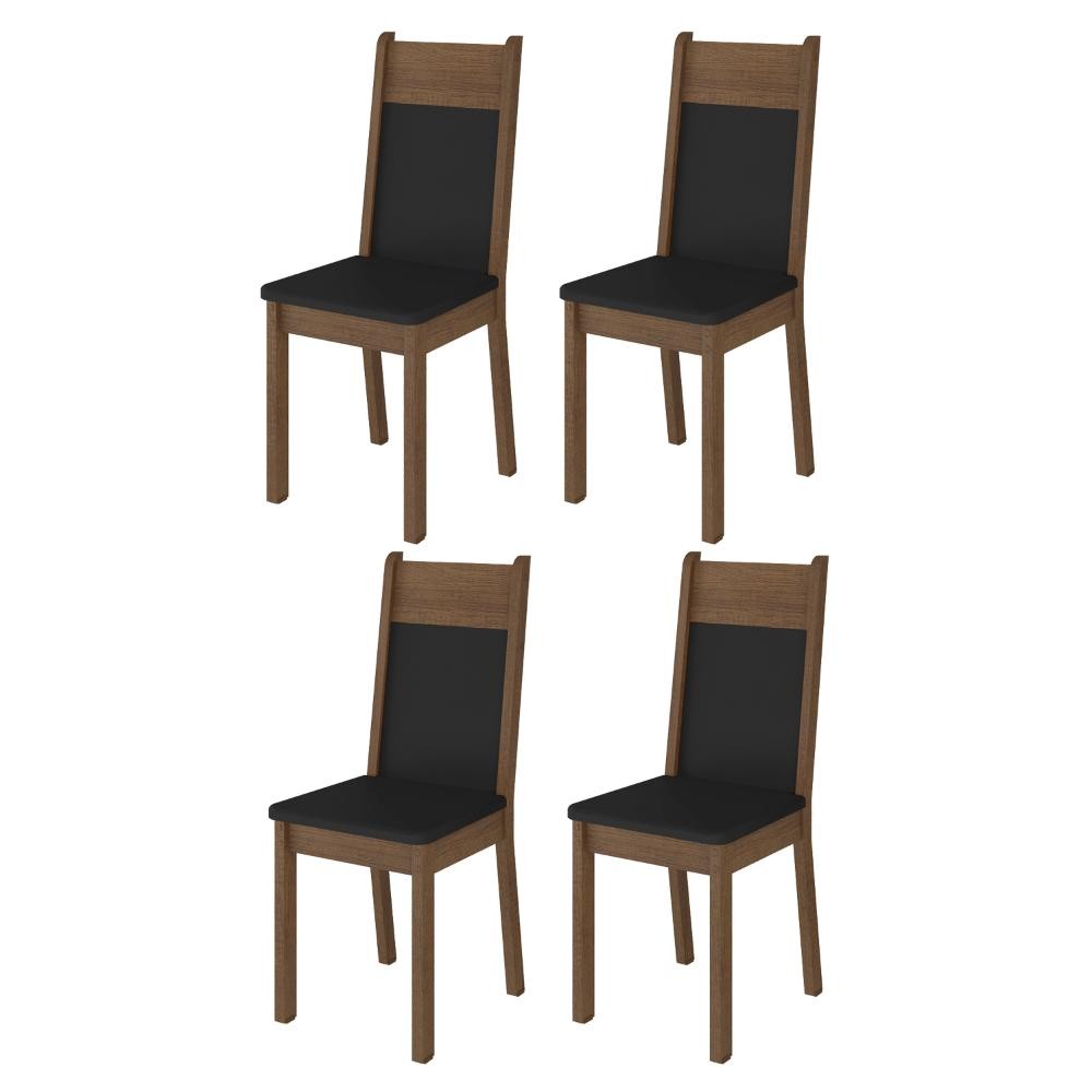 Kit 4 Cadeiras de Jantar 4280 Madesa Rustic/Preto
