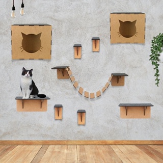 Melhores kits playgrounds de gato escadinha ponte nicho prateleira brinquedo para pet fixo alimentador
