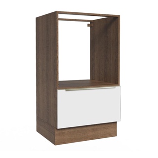 Balcão para Forno e Micro-Ondas Madesa Lux 60 cm 1 Porta (Sem Tampo) - Rustic/Branco Veludo