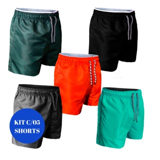 KIT C/5 Shorts Masculino Mauricinho Tactel Moda Praia Ney Bermuda Verão Cores Lindas Entrega Rápida