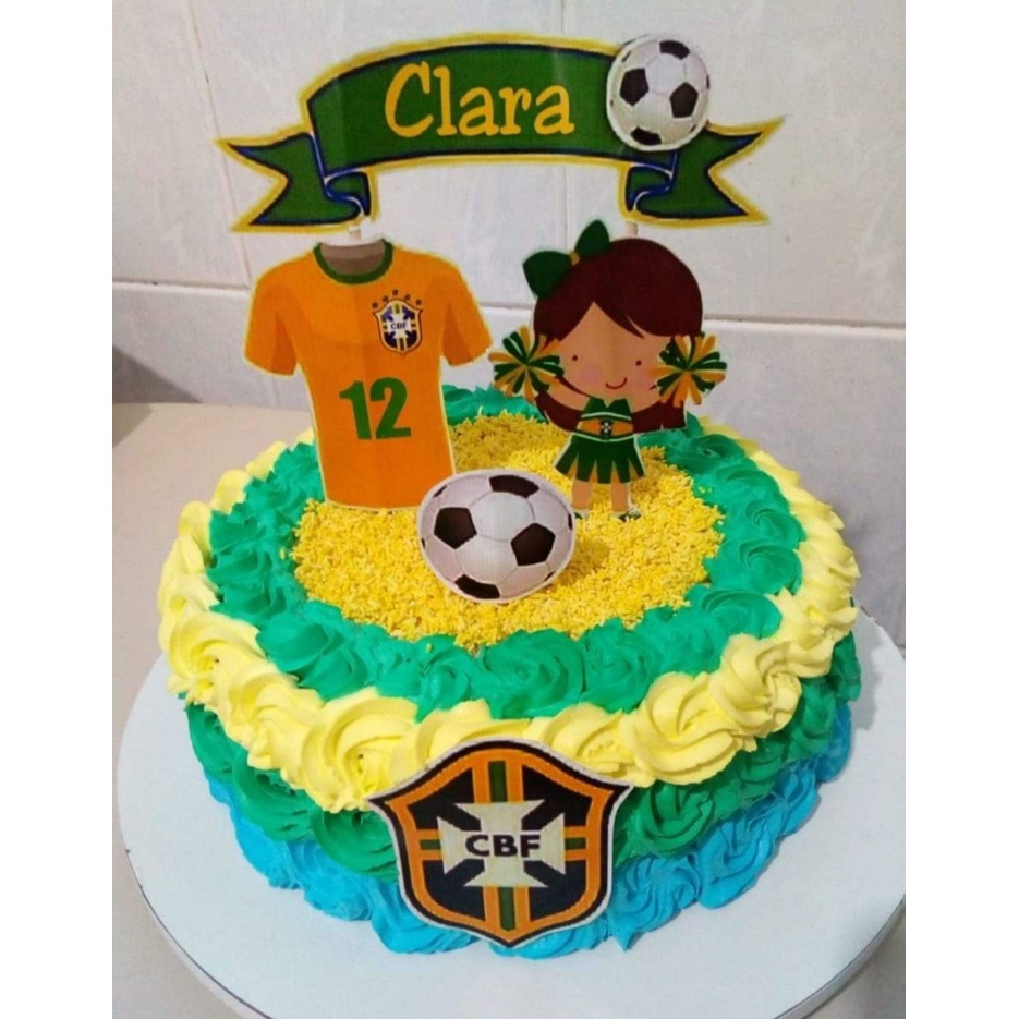 Topos de Bolo Copa do Mundo (Futebol e Seleção Brasileira) - Decoração e  Festa