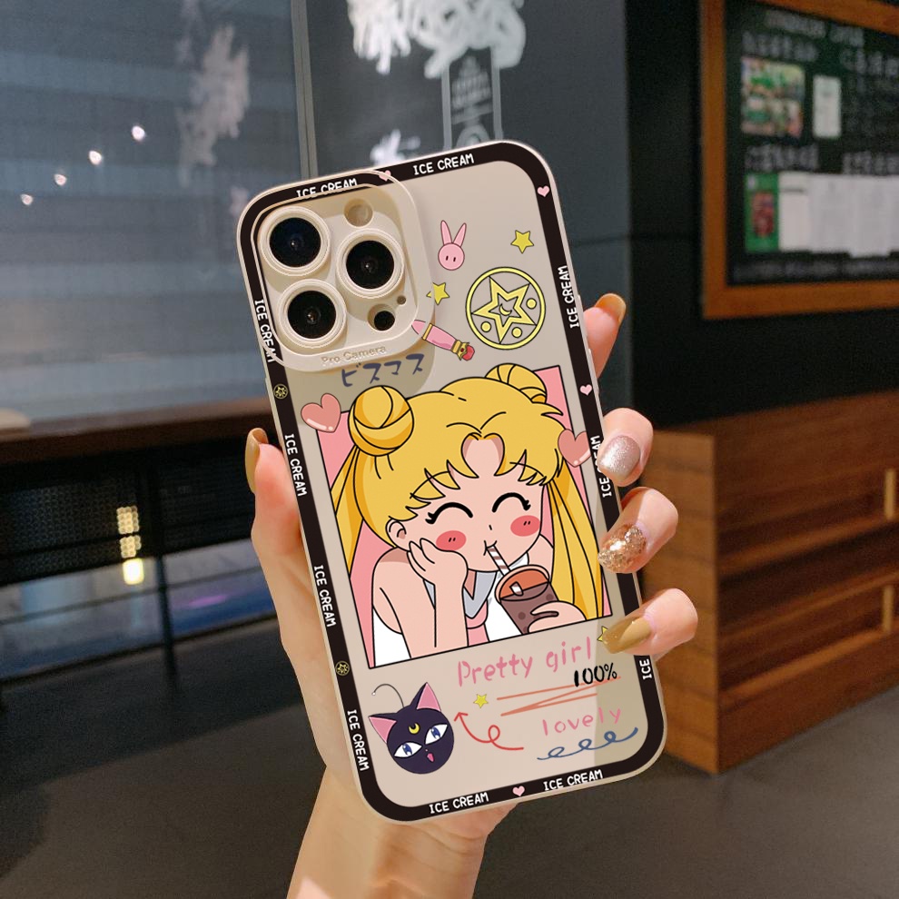 Sailor Moon Capa De Silicone Para iPhone 13 Pro Max 12 14 Plus 11
