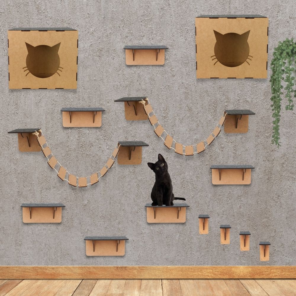 Melhores Playgrounds para Gato Kits Brinquedo para Gatos Nicho Ponte Prateleira Casinha Degraus Em Mdf