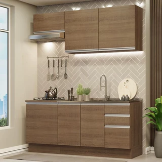 Armário de Cozinha Compacta 180cm Rustic Glamy Madesa 07 em Oferta na Shopee