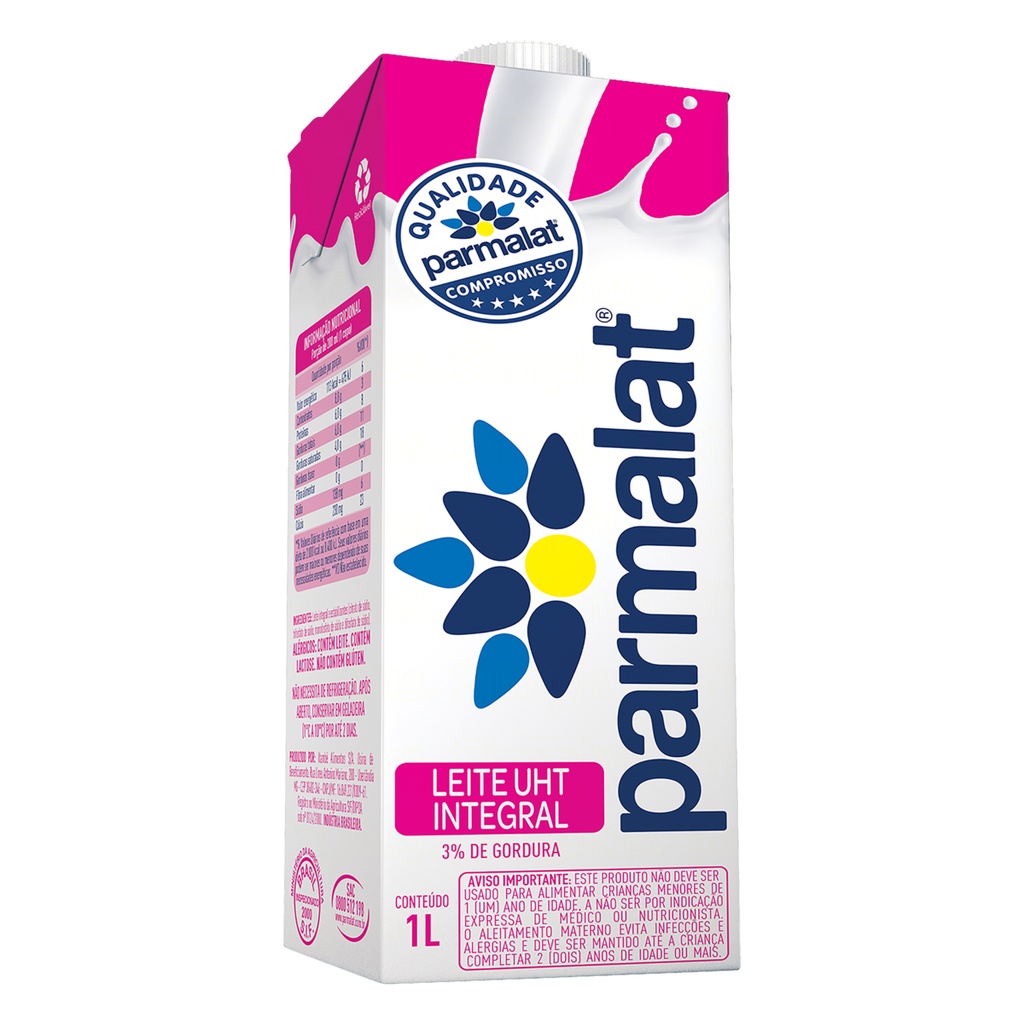 Leite longa-vida Parmalat integral - TP 1 litro | Shopee Brasil