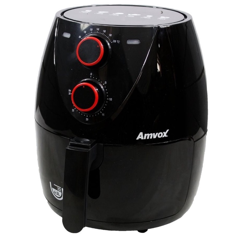 Air Fryer Fritadeira Elétrica 4,5L Portátil Voltagem 220V ou 110V 1400W  Preto Amvox