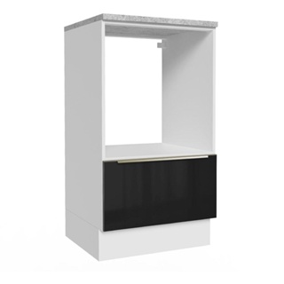 Balcão para Forno e Micro-Ondas Madesa Lux 60 cm 1 Porta (Com Tampo) - Branco/Preto