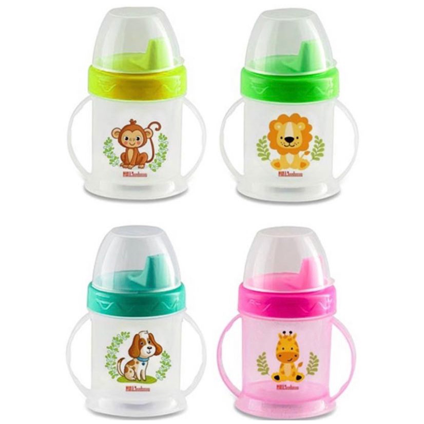 Copo infantil para bebê com tampa, bico ou alça de plástico rosa ou ...