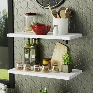 Kit 2 Prateleiras Suspensas para Cozinha Madesa 60 cm com Mão Francesa - Branco em Oferta na Shopee