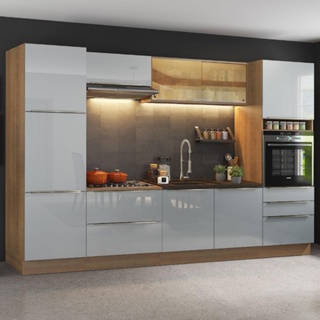Cozinha Completa Madesa Lux com Armário e Balcão - Rustic/Cinza