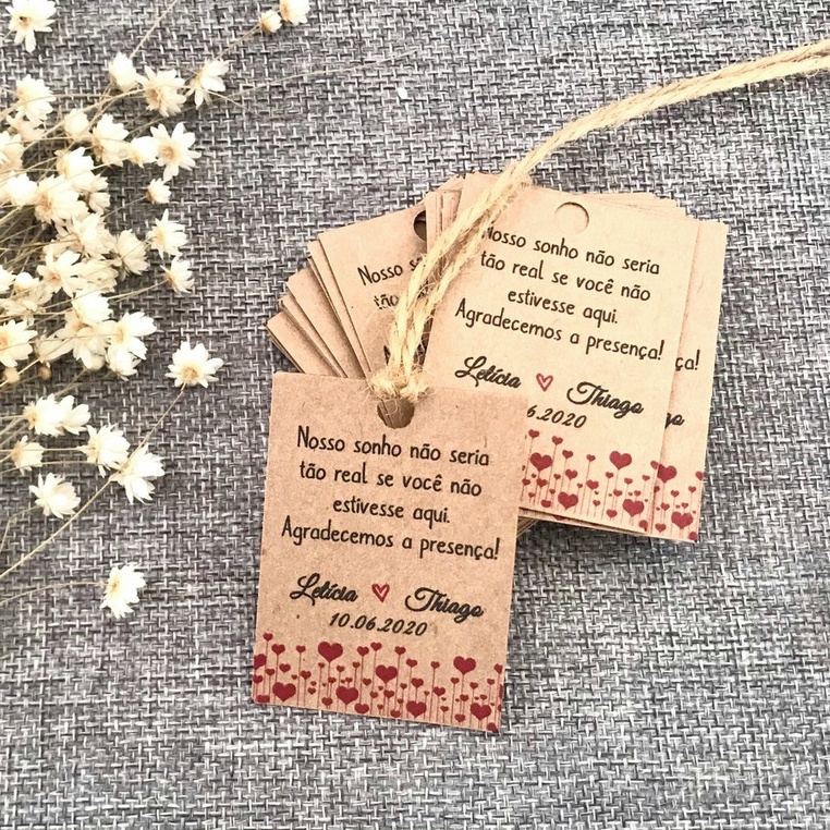 Tags Personalizadas - Casamento - Tag Kraft - Tag de Agradecimento Casamento