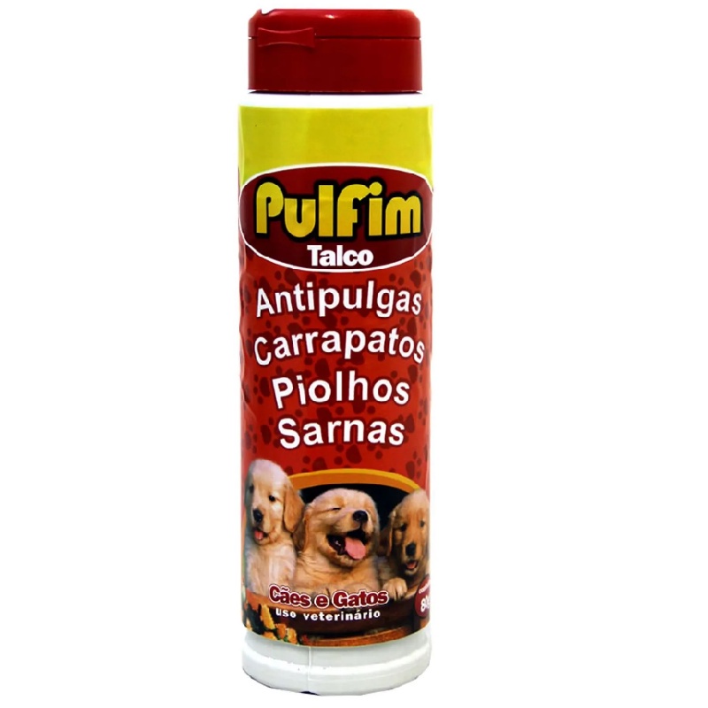 Talco Antipulgas Carrapato Piolho e Sarna Pulfim 80g para Cachorro e ...