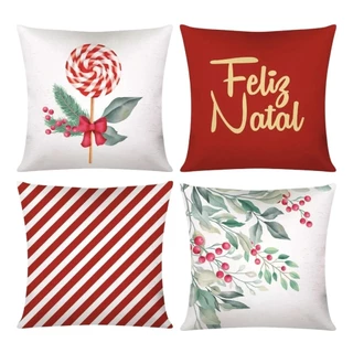 Kit 4 Capas De Almofadas Para o Natal Feliz Natal