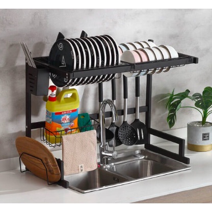 Escorredor Kitchen Rack Aço Inoxidável Organizador Louça Preto