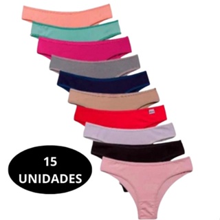 Kit 15 Calcinhas Conforto Lisa e Estampada Microfibra