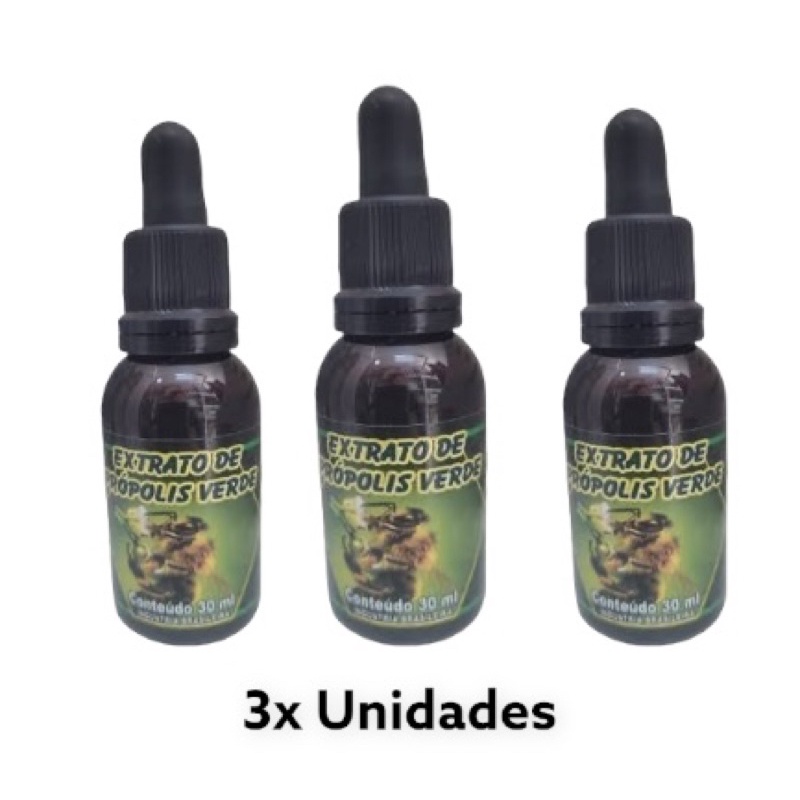 3x Extrato de Própolis Verde 30% - Super Forte!