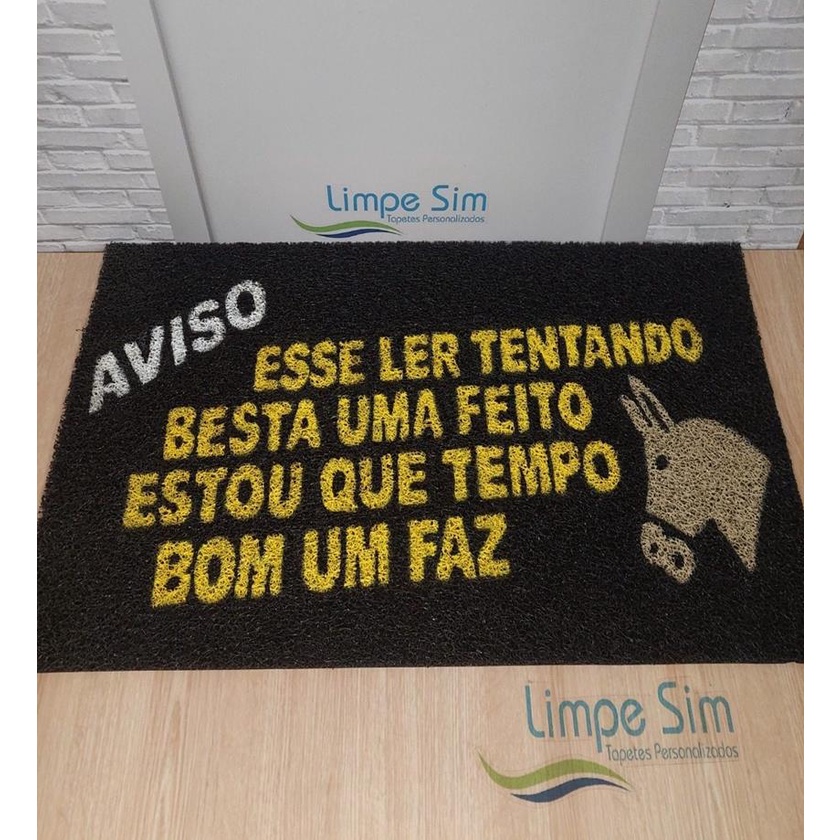 Tapete Capacho 80x40cm Divertido Casa Tentando Ler Pegadinha porta apartamento lar 