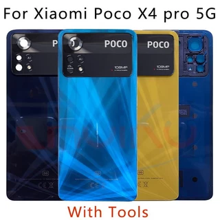 Xiaomi Poco X4 Pro 5G Tampa Traseira Da Bateria Painel De Vidro Caixa Porta Pocophone Substituição Com Lente