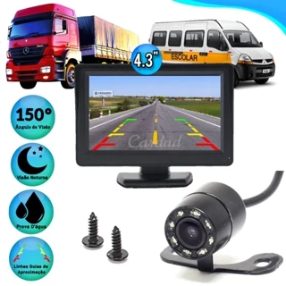 Kit Camera De Ré Tela Monitor 4.3 Polegadas Colorida Noturna