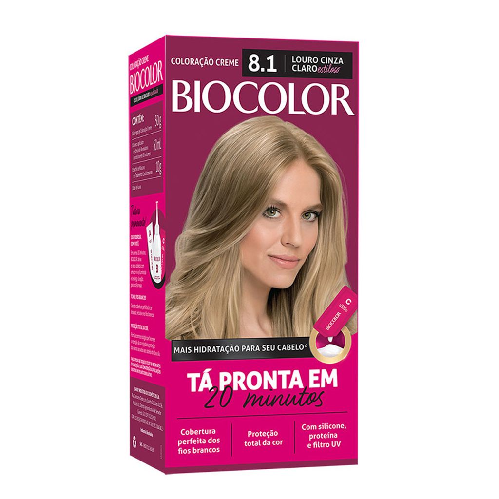 Tintura Creme Biocolor Louro Acinzentado Estiloso 8.1 Mini Kit | Shopee ...