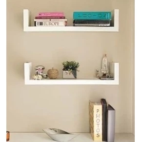 2 Prateleiras Nicho U 50X20 cm Mdf Branco Decoração Parede Livros Sala Quarto Cozinha
