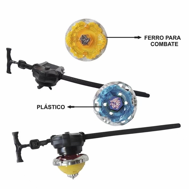 Beyblade Metal Kit 2 ou 4 Led Lançador Arena Tornado Brinquedo