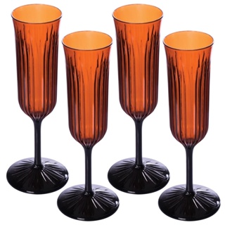Conjunto 4 Taças Champagne Plasútil 200 ml Lapidada Caramelo