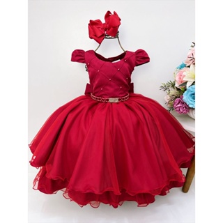 Vestido infantil best sale festa vermelho luxo