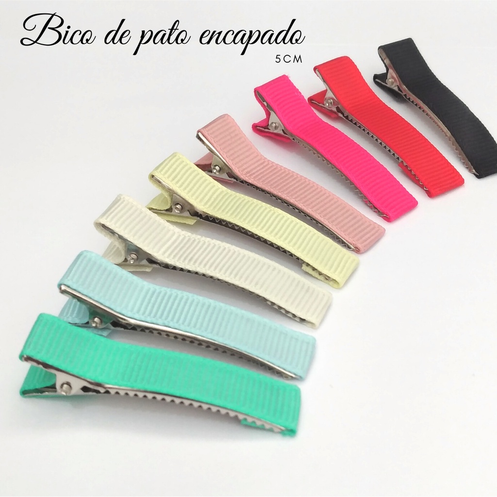 Bico de Pato Encapado com Fita Gorgorão 5 cm (10 unidades) para Laços e Tiaras