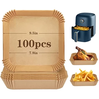 100pçs Quadrado-Papel Para Fritadeira air fryer Forro Forno Forrado Descartável Antiaderente , De À Prova D'água Resistente A Óleo , Usado Fritar , Assar , Cozinhar E