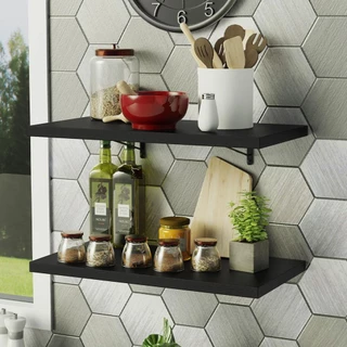 Kit 2 Prateleiras Suspensas para Cozinha Madesa 60 cm com Mão Francesa - Preto em Oferta na Shopee