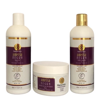 Kit Cronograma Capilar Ameixa Negra Com Shampoo Condicionador e Máscara Samontte Pronta Entrega