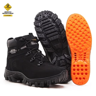 Bota De Segurança Com CA Masculina Couro Legitimo Biqueira PVC
