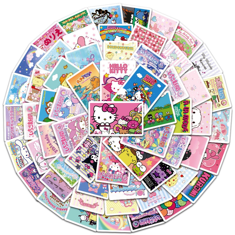 62PCS Sanrio Hello Kitty Melody Kuromi Kawaii Adesivos Para Decalque De ...