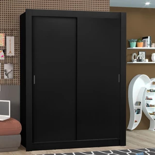 Guarda-Roupa Solteiro Madesa Denver 2 Portas de Correr - Preto
