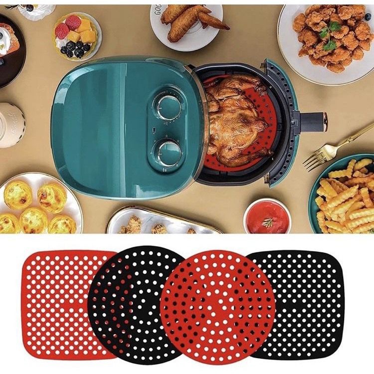 Tapete Protetor De Silicone para Fritadeira elétrica Airfryer Redondo e quadrado - Tapete para fritadeira elétrica airfryer