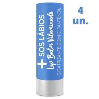 Kit C/4 Protetor Labial SOS Lip Balm Vitaminado 3,5gr - Top Beauty