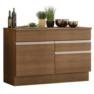 Balcão de Pia Armário de Cozinha 120 cm 1 Porta e 2 Gavetas (Com Tampo) Rustic Glamy Madesa em Oferta na Shopee