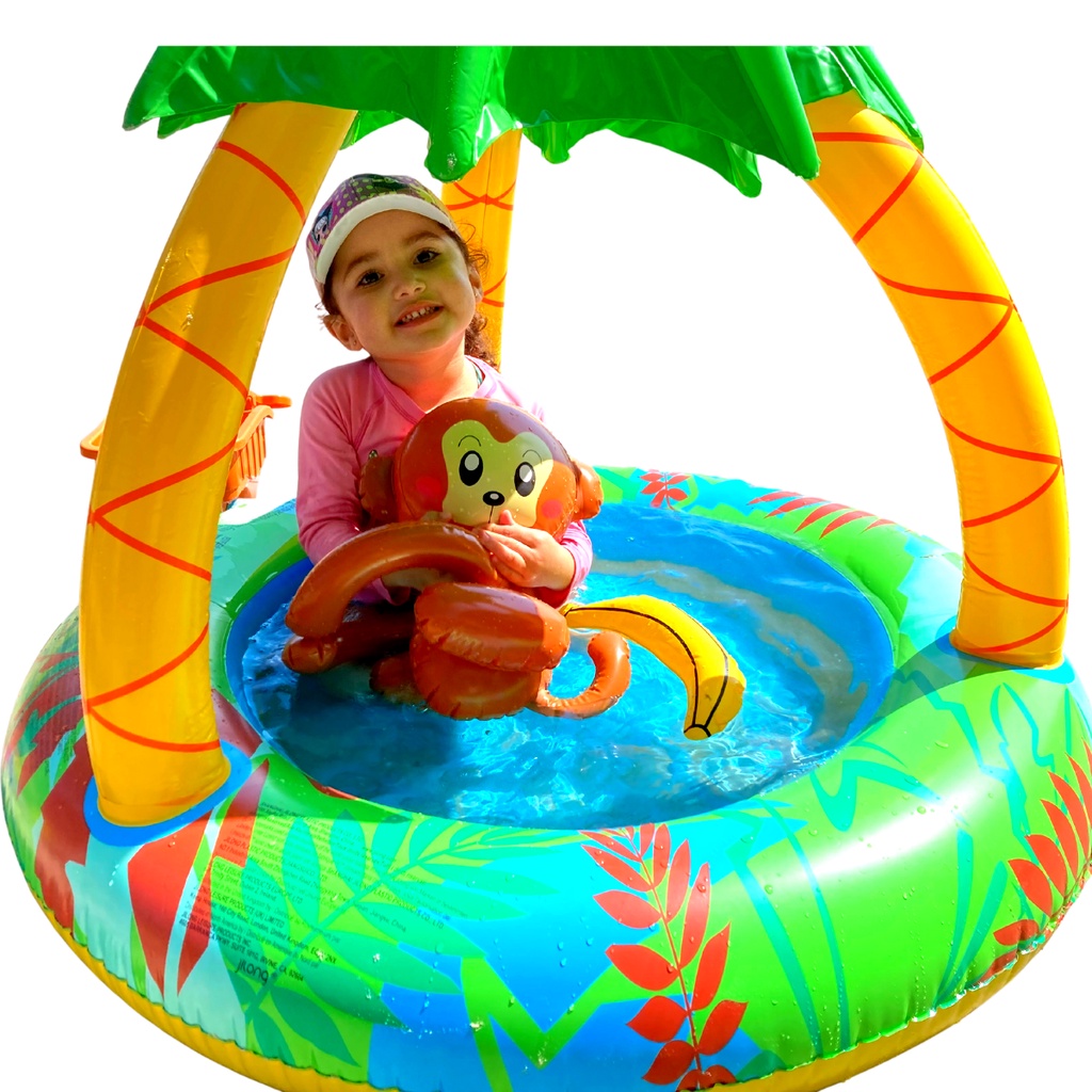 Piscina Inflável Infantil Coberta Tipo Coqueiro Para Sombra Com ...