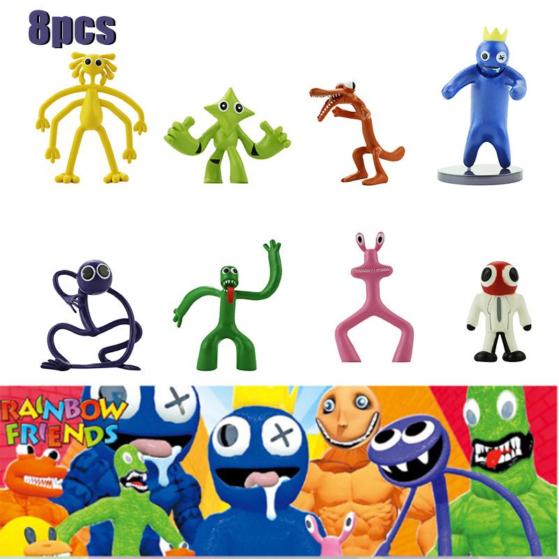 8pcs Rainbow Friends Model Blue Drool Monster Red Ant Man Building