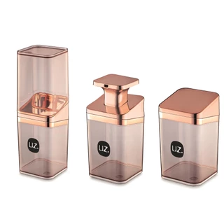 Conjunto Luxo Banheiro Porta Escova de Dentes e Porta Sabonete Liquido Mais Porta Algodão - UZ