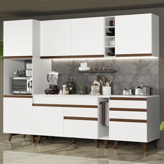 Cozinha Completa Madesa Reims 260005 com Armário e Balcão - Branco