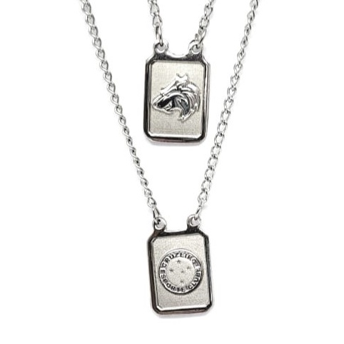 Colar Escapulário Cruzeiro Escudo Mascote Aço Antialérgico