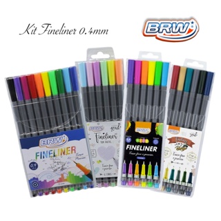Kit Caneta Hidrográfica Fineliner BRW 0.4mm 28 Cores