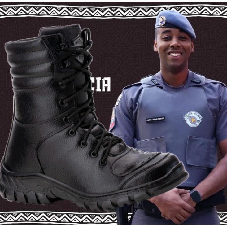 Bota Coturno Masculino Couro Legítimo Tático Militar Vigilante