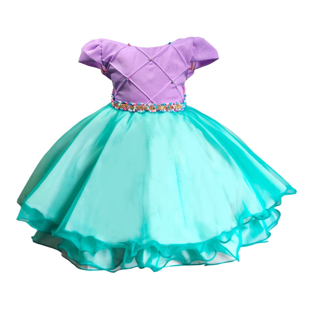 Vestido Roupa Festa Fantasia Infantil Tematico Sereia Ariel